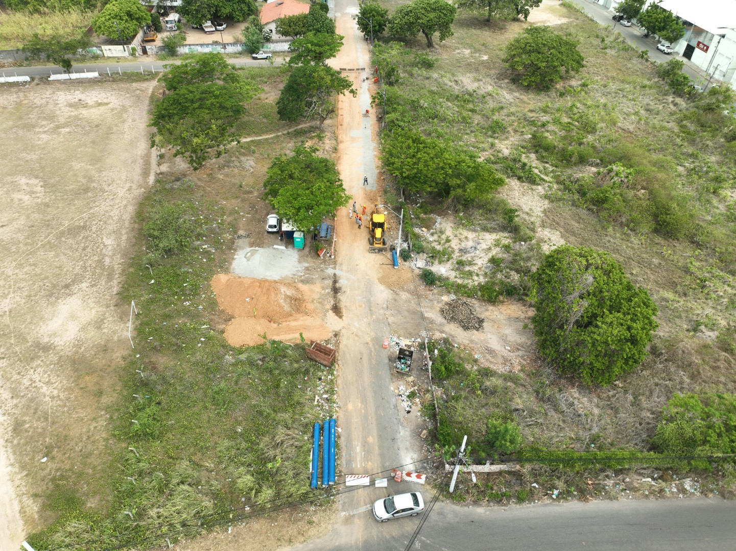 Aerial view of development land ready for construction